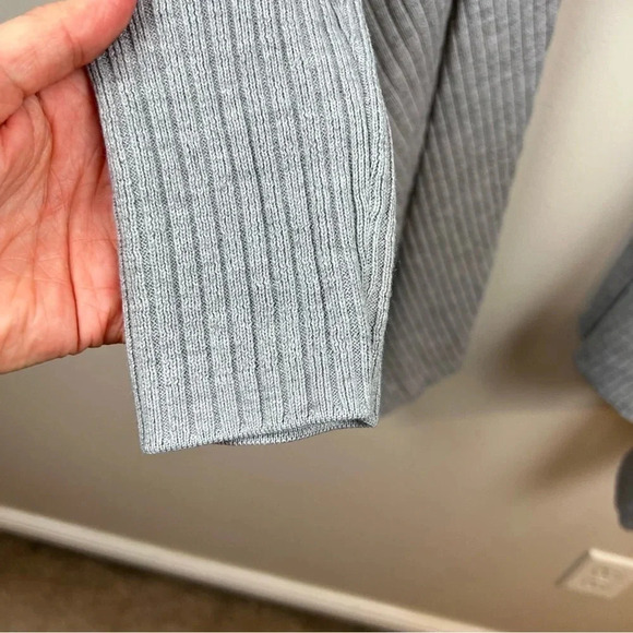 Athleta Solstice Wrap Cardigan Sweater Small Gray Merino Wool Ribbed Draped - Picture 6 of 10